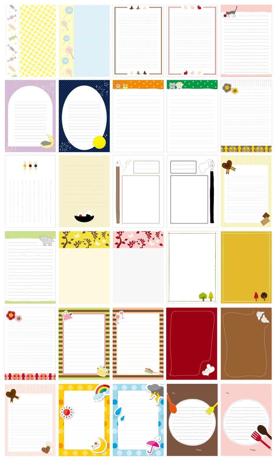 일러스트가있는 레터 용지 소재