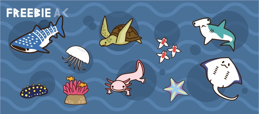 魚 海の生き物イラスト素材 無料素材ならフリービーac