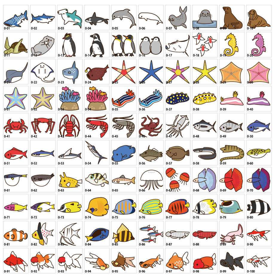 Creature clip art of fish, sea