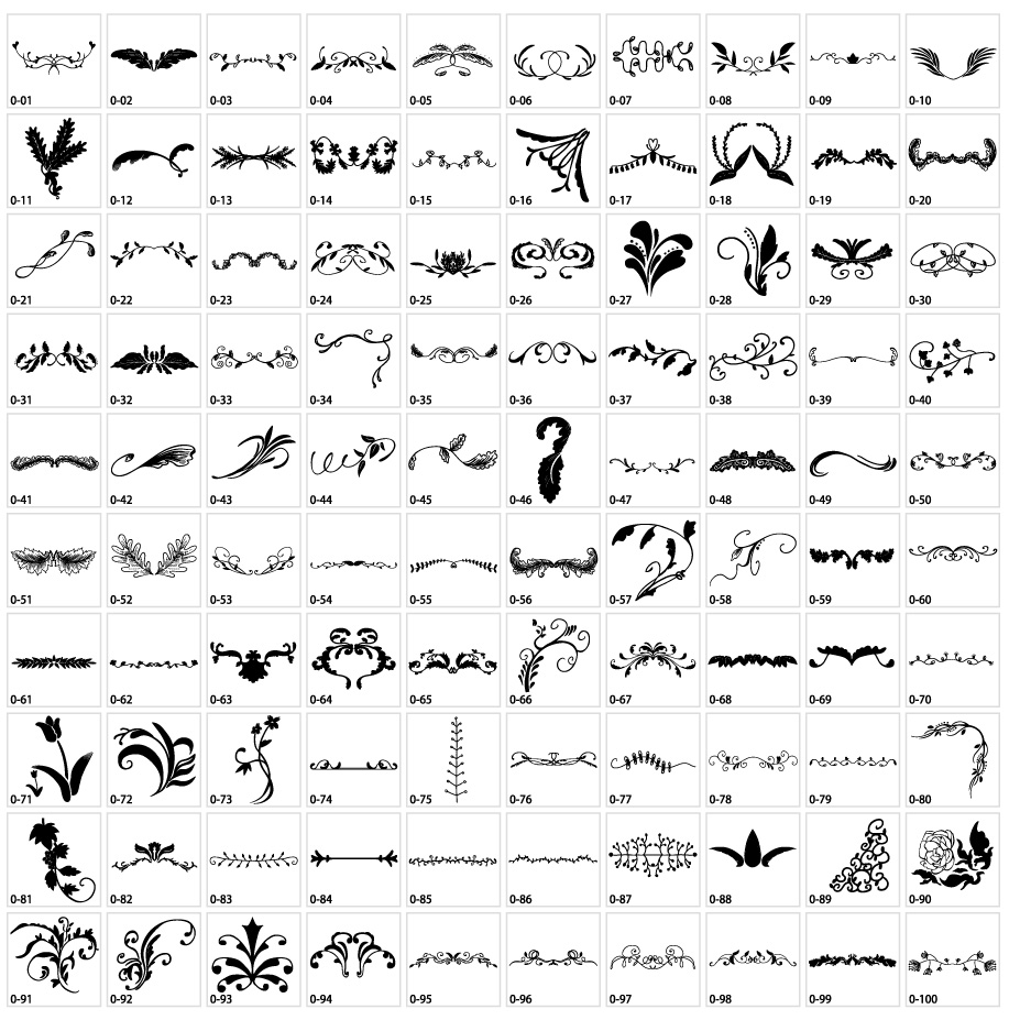 植物モチーフの装飾シルエット素材