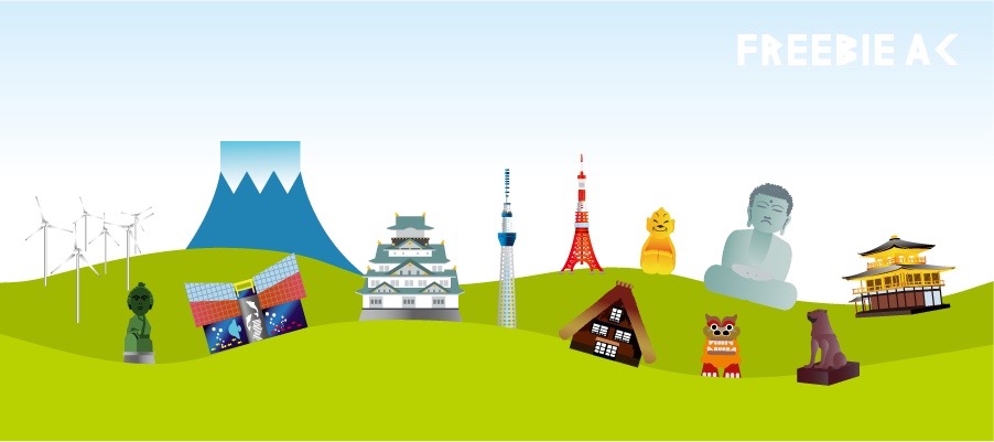 Japan attractions illustration 