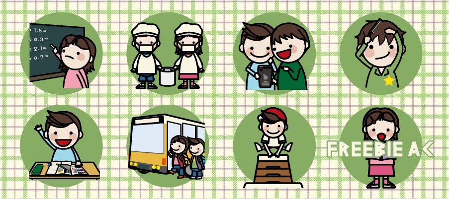One day illustration of elementary school students