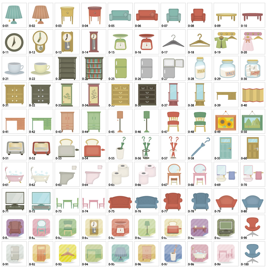 家具・インテリアのアイコン素材