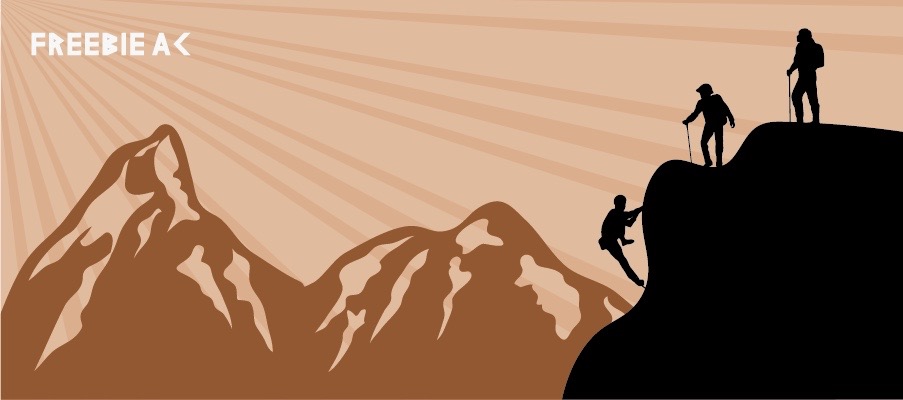 Mountain-climbing silhouette