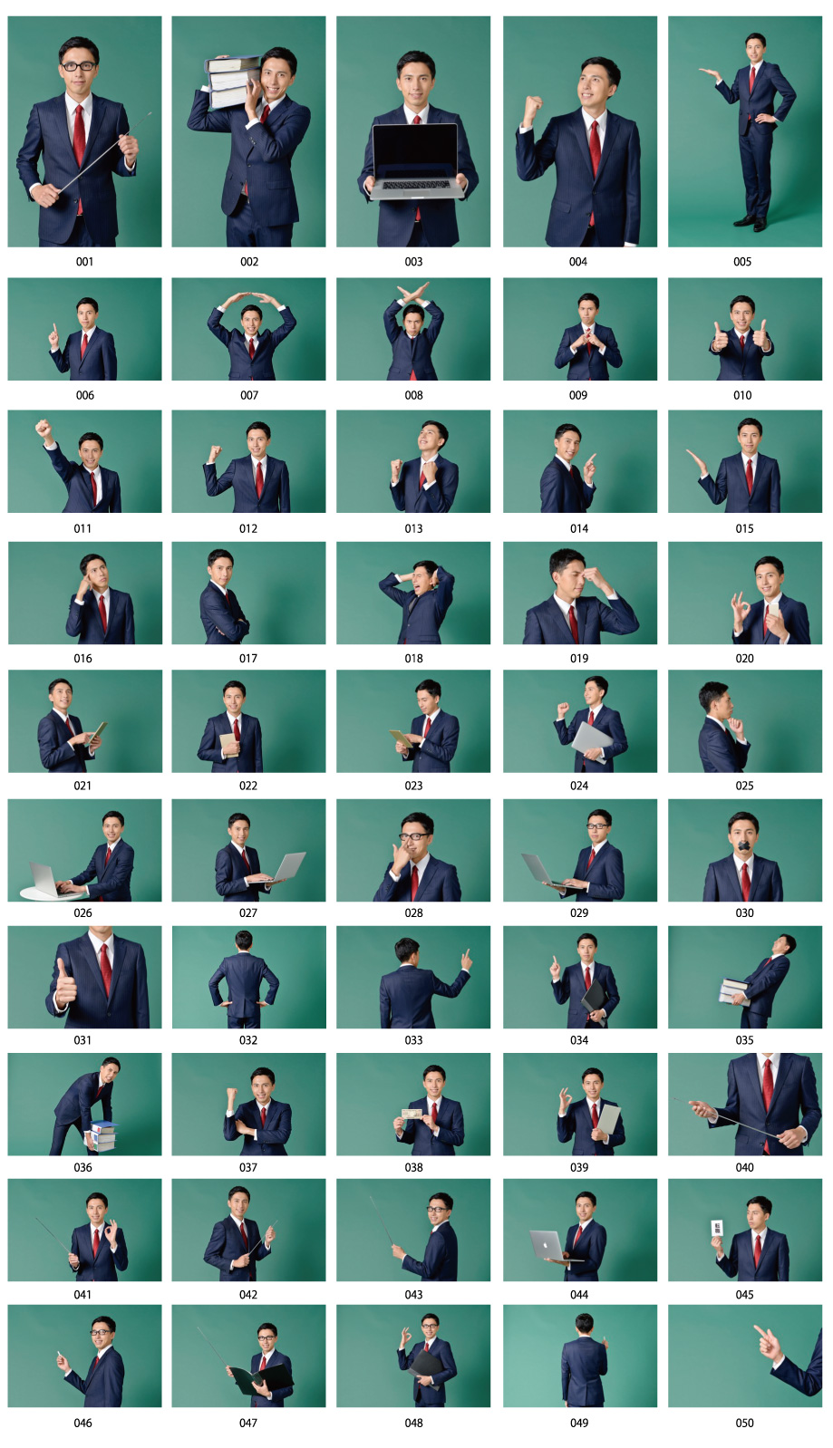 ビジネスマン50ポーズ写真素材