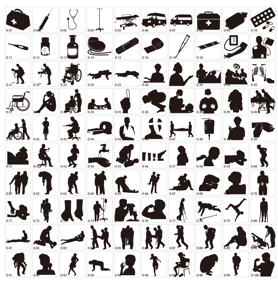 질병 · 부상의 실루엣 소재