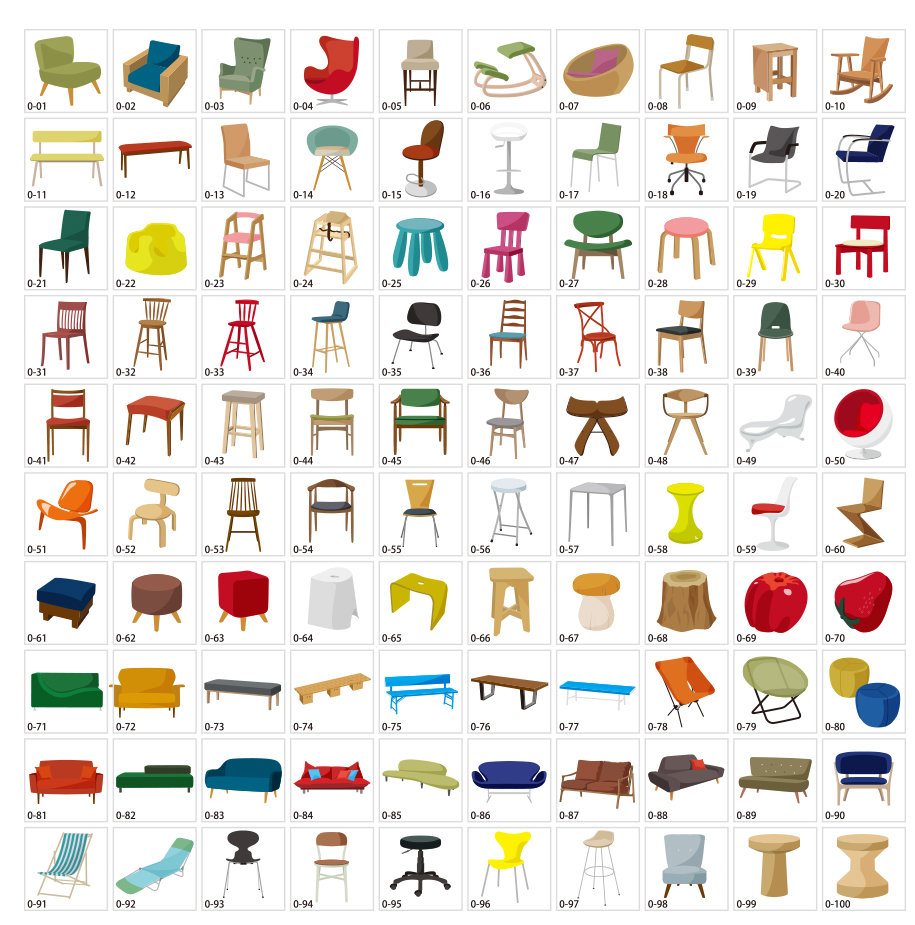 ภาพประกอบวัสดุต่างๆของเก้าอี้