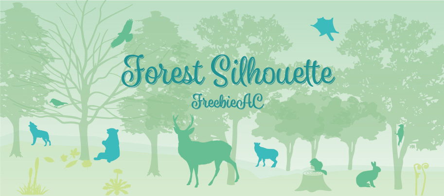 森と森の生き物シルエット 無料素材ならフリービーac