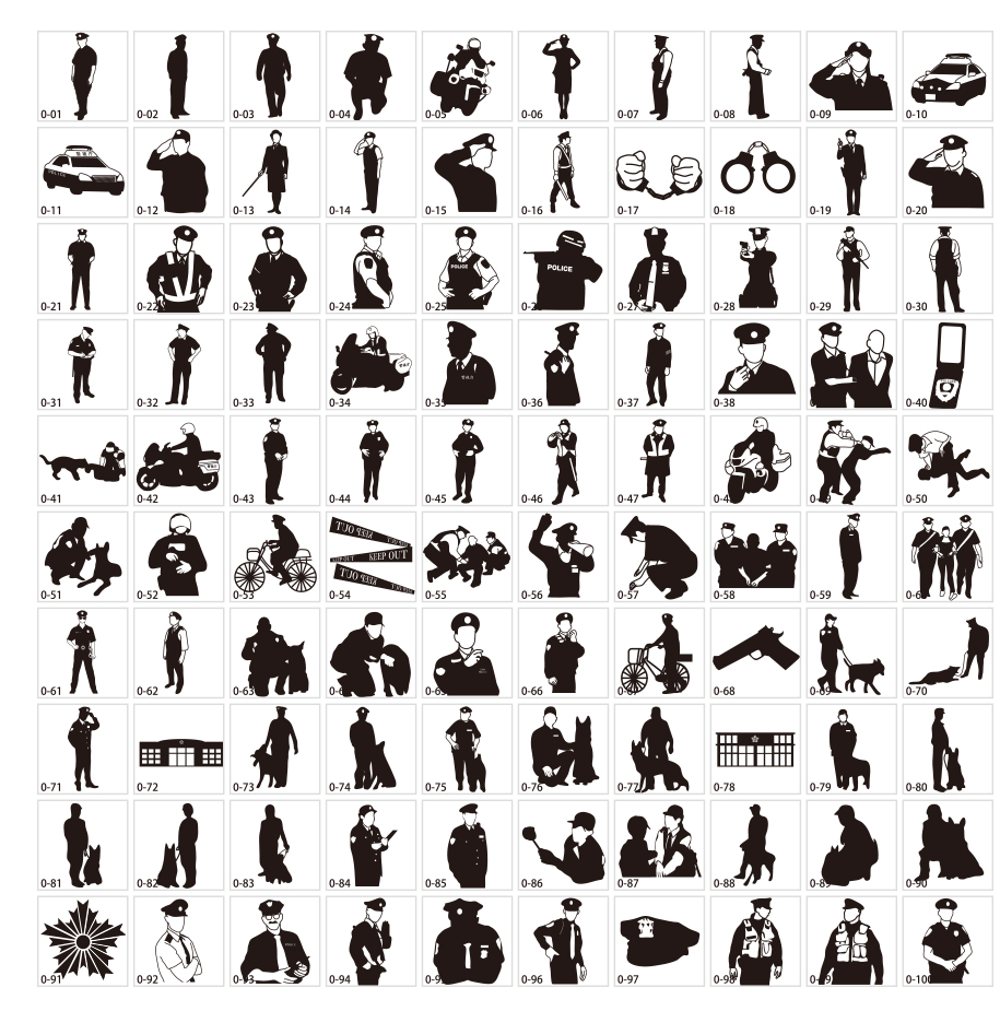 警察シルエット