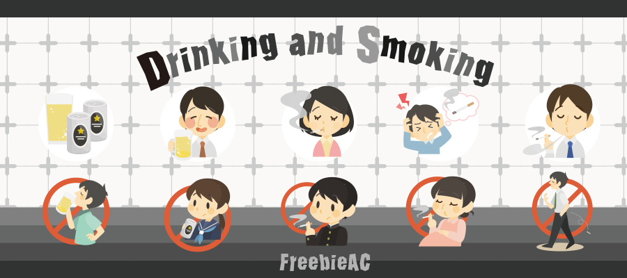 Drinking smoking illustration