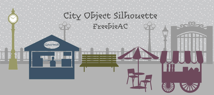 街のオブジェクトシルエット素材