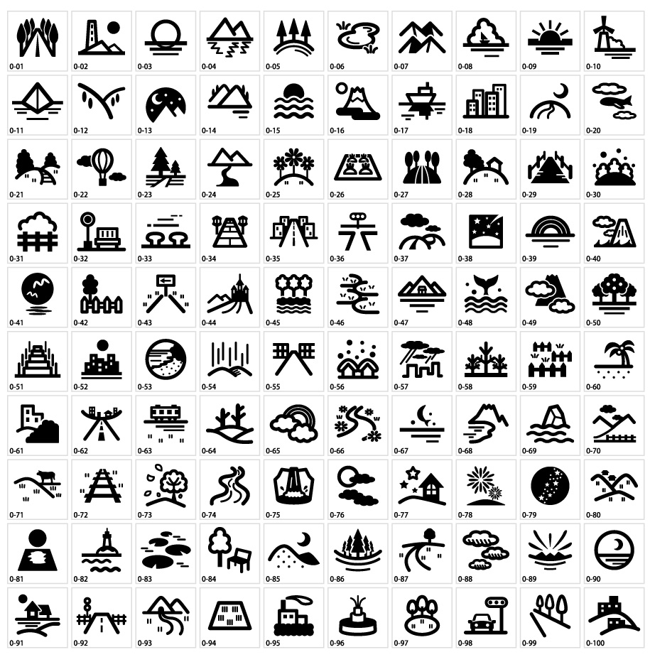 풍경 실루엣 아이콘 소재