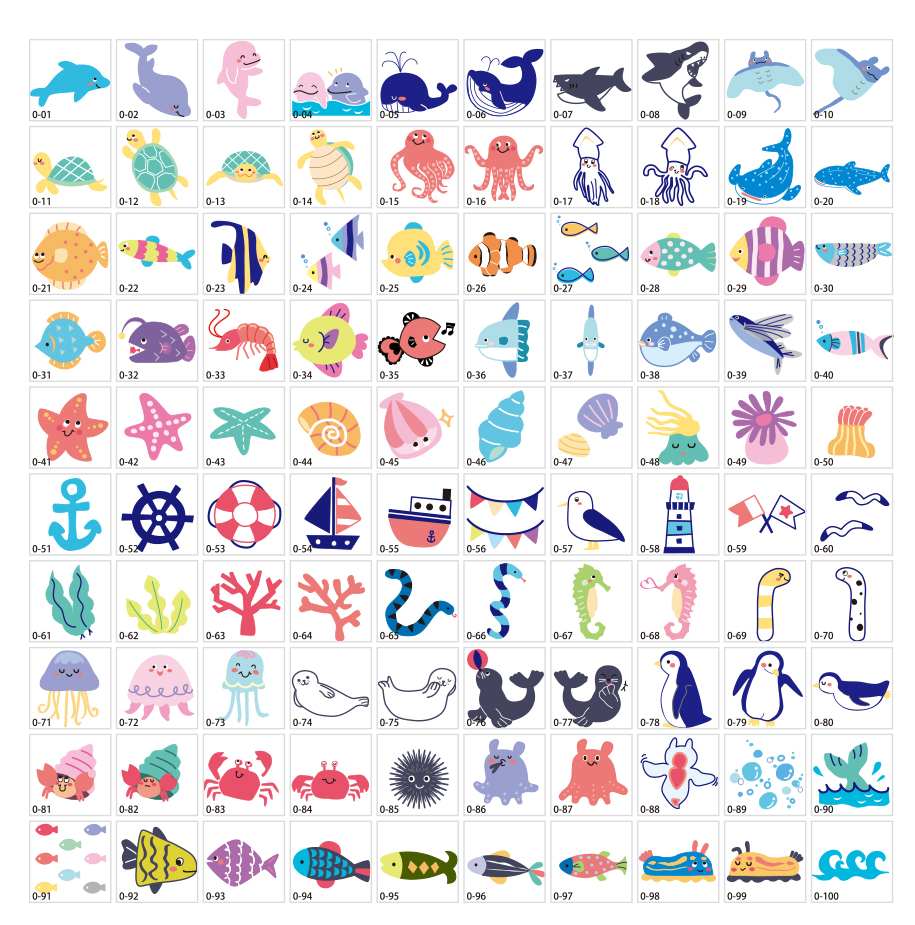 Sinh vật biển nhân vật - vật liệu minh họa