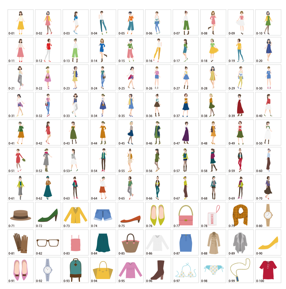 レディースファッションイラスト素材
