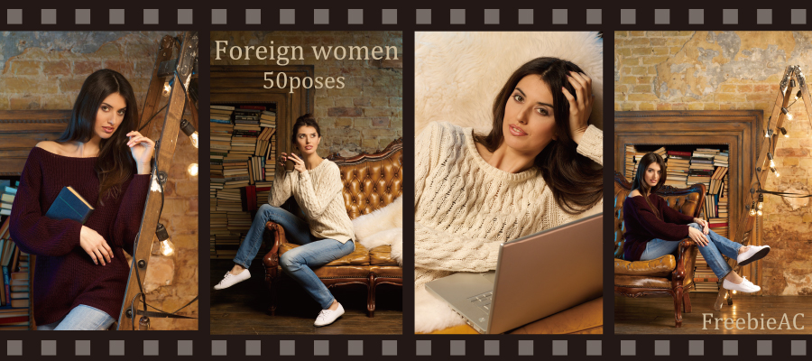 外国人女性50ポーズの写真素材