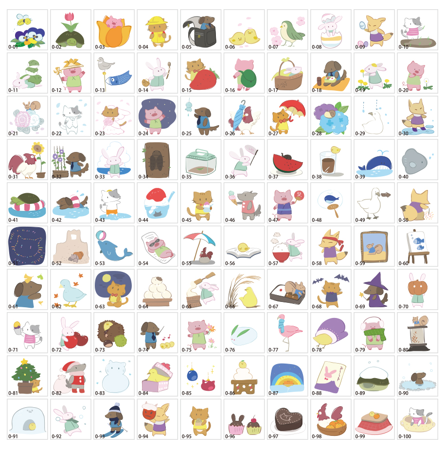 季節で使えるアニマルイラスト