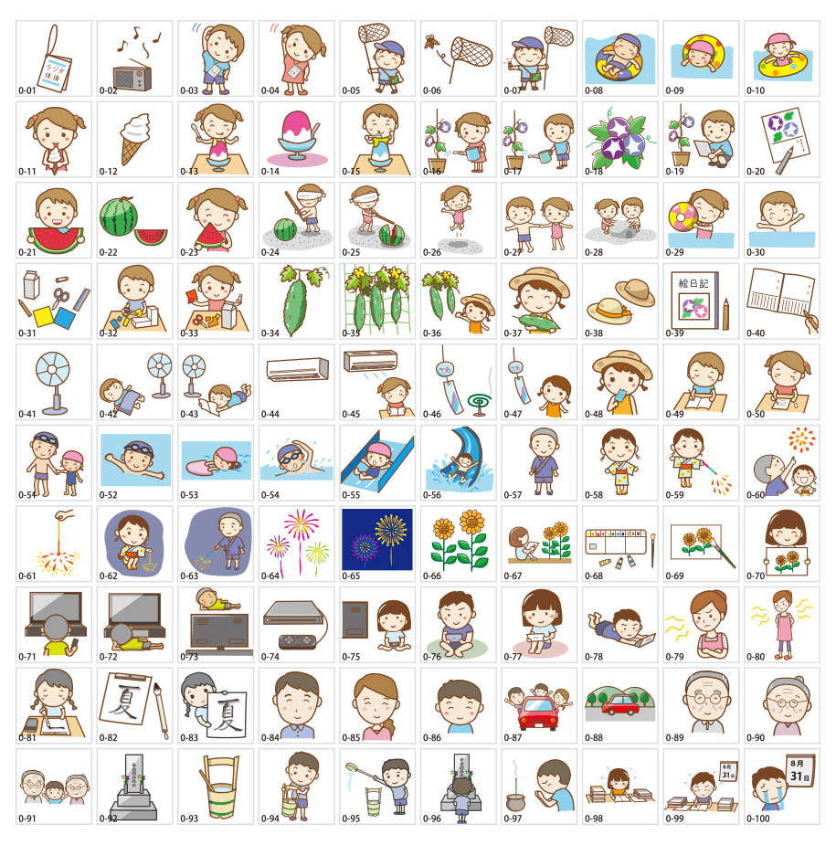 兒童在暑假插圖材料