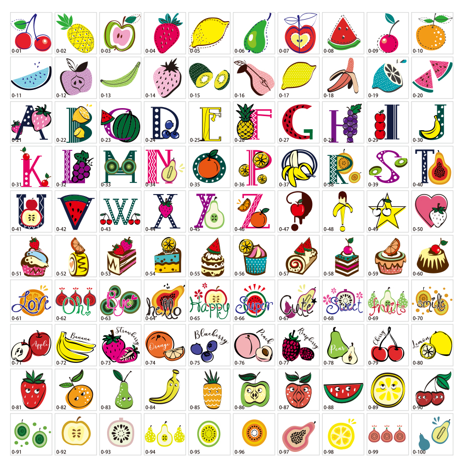 フルーツモチーフのイラスト素材