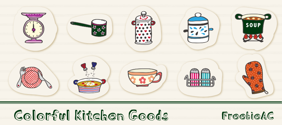 Colorful kitchen goods illustration