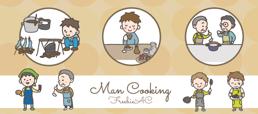 Man cooking illustrations