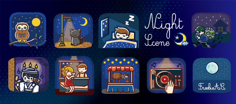 밤의 일러스트 소재