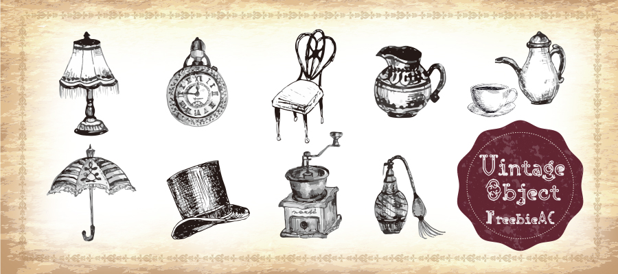 ヴィンテージオブジェクトイラスト素材 無料素材ならフリービーac