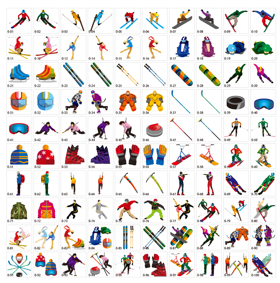 Winter sports illustrations