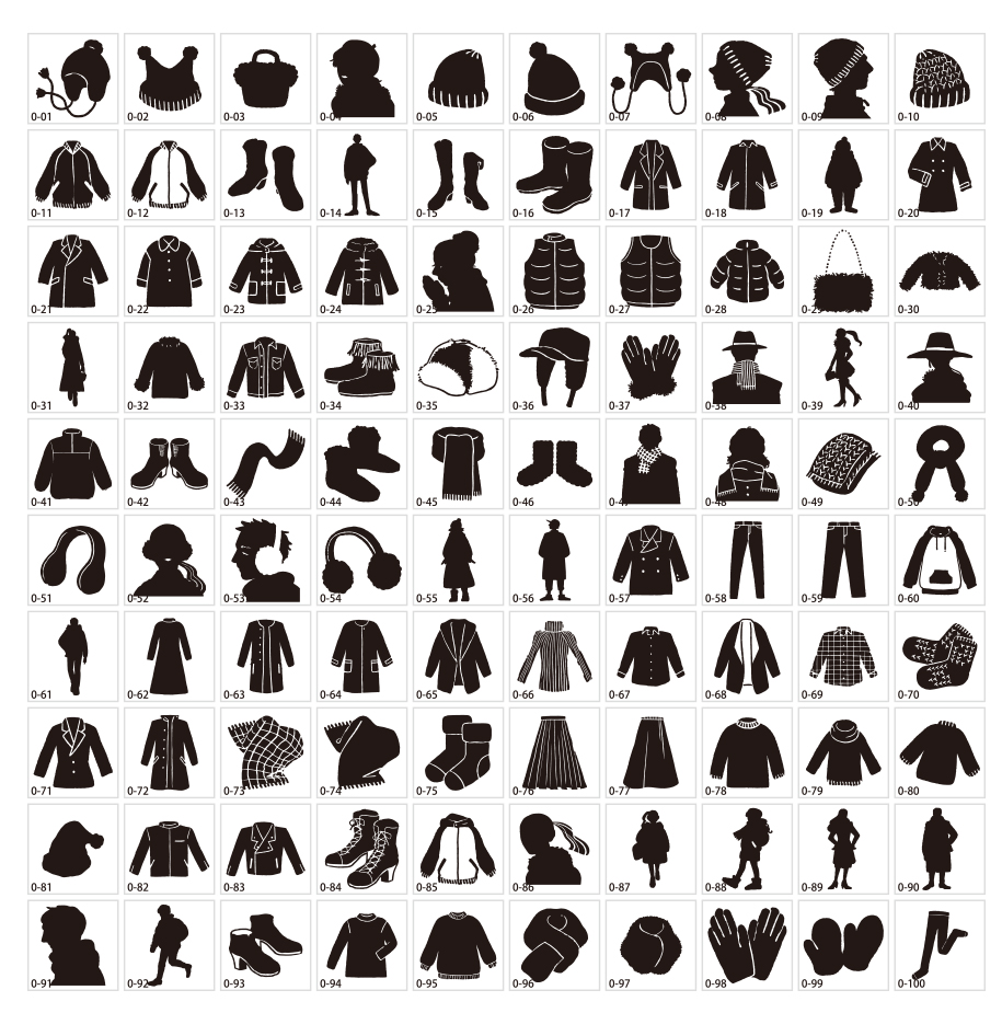 ウインターファッションシルエット素材