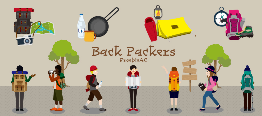 Backpacker ภาพประกอบวัสดุ