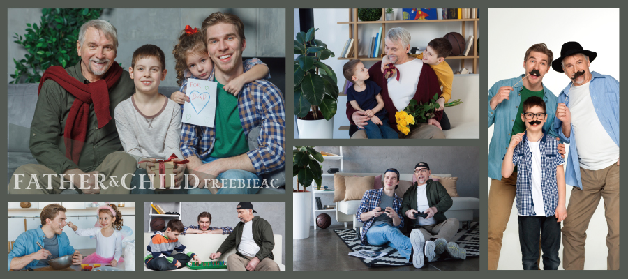 คุณพ่อและลูกถ่ายภาพวัสดุ