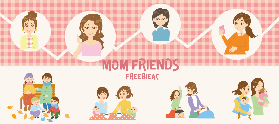 Mom friends illustrations