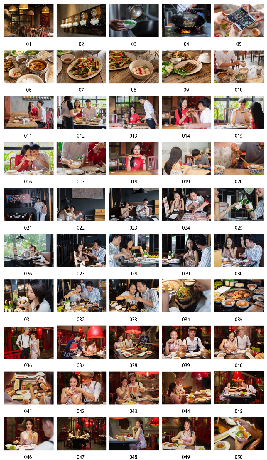 アジアン料理とカップルの写真素材