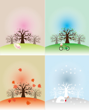 Seasonal landscape illustration material