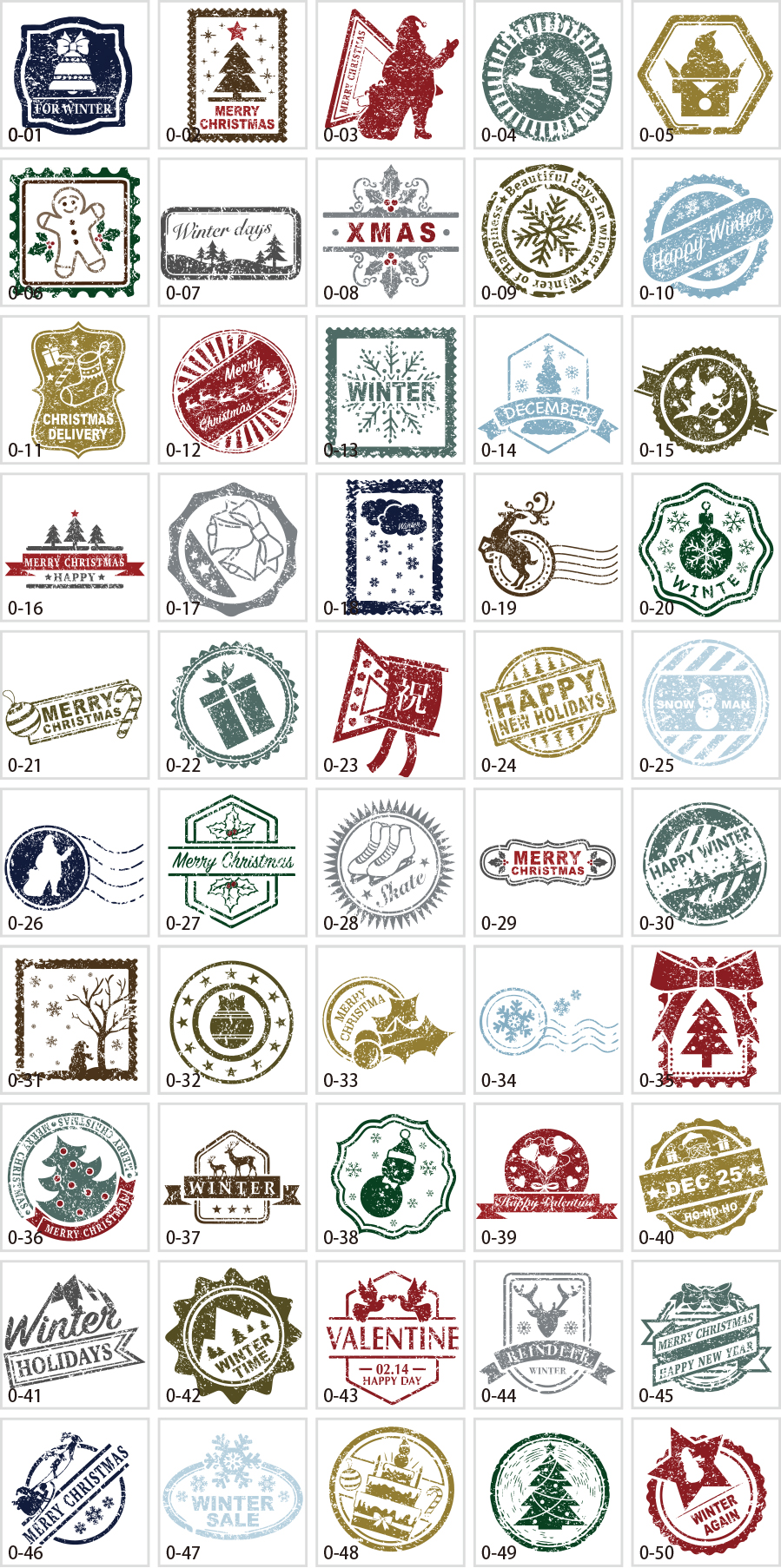 Winter stamp-like illustration material