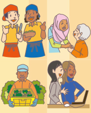 Illustration material of foreign workers