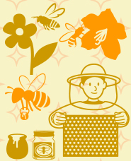 養蜂のシルエット素材