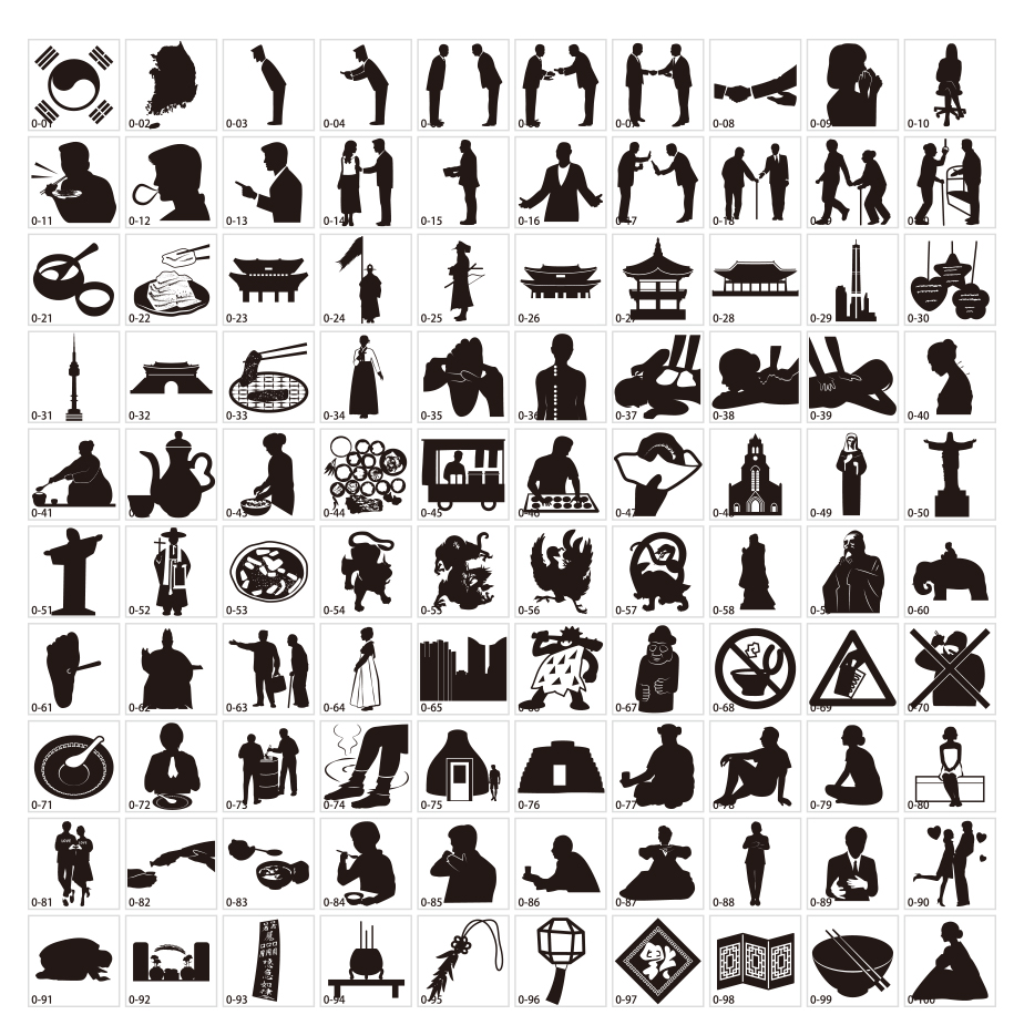 มารยาทเกาหลีและวัสดุรูปเงาดำที่กำหนดเอง