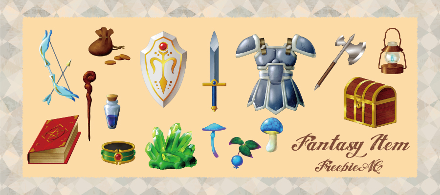 Vector set of fantasy items