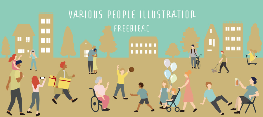 Scandinavian style various people illustration