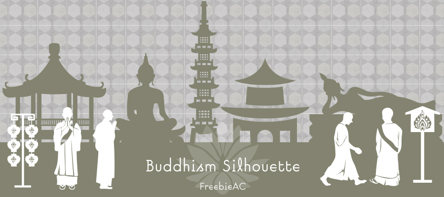 仏教のシルエット素材