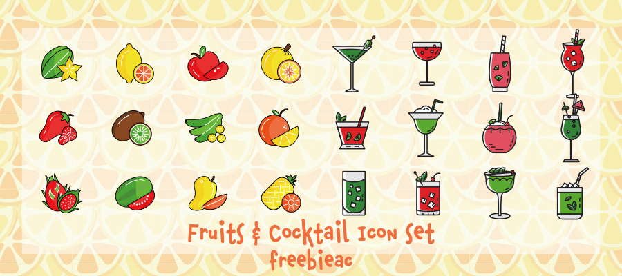 Biểu tượng trái cây và cocktail