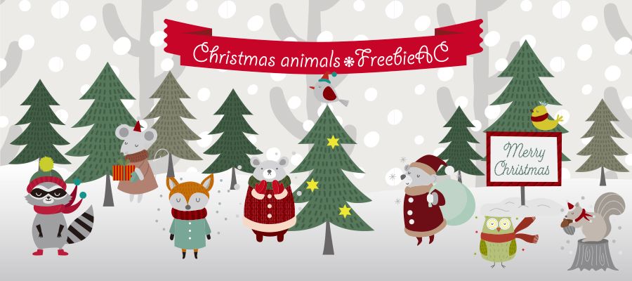クリスマスアニマルのイラスト