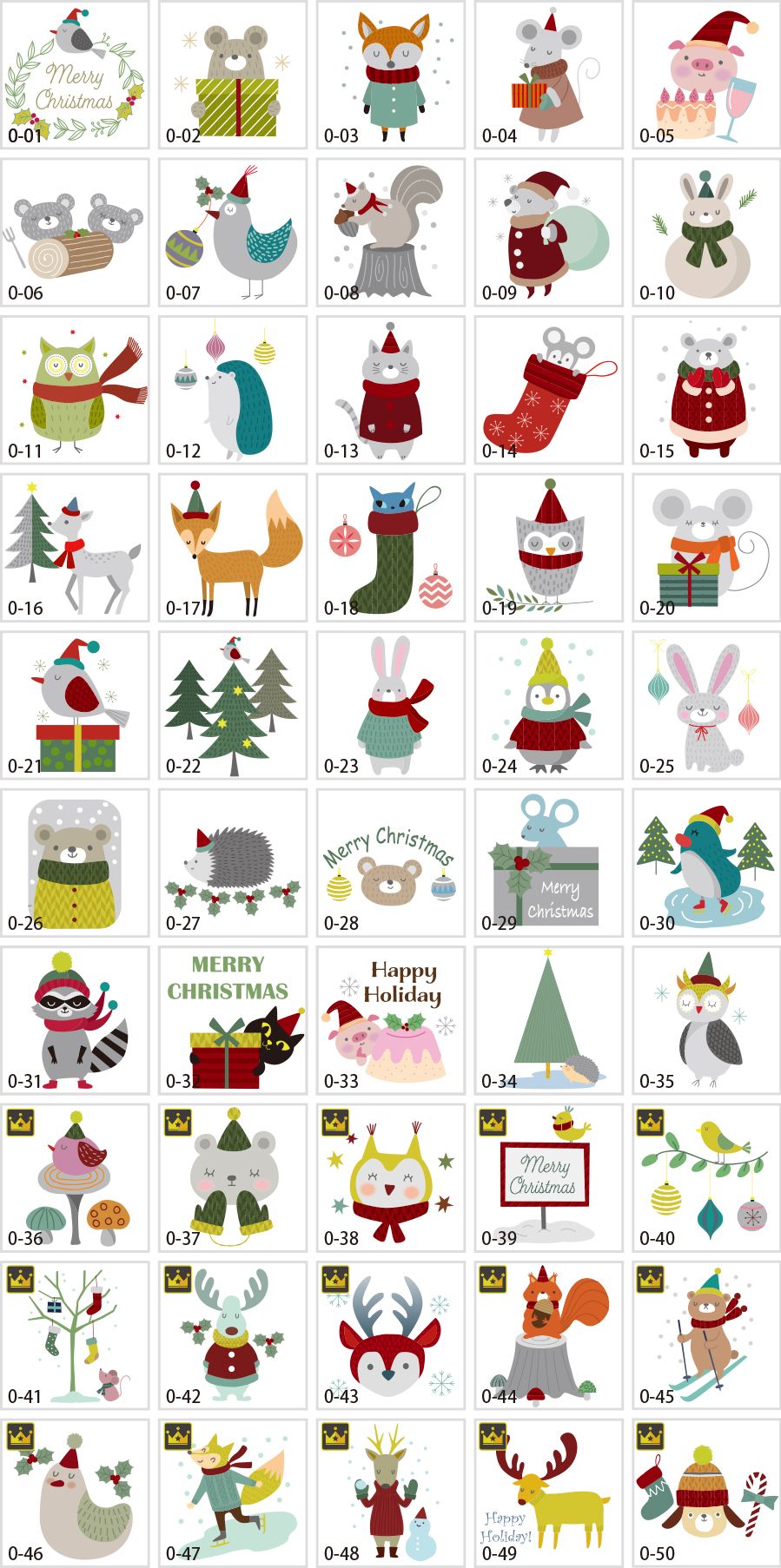 クリスマスアニマルのイラスト