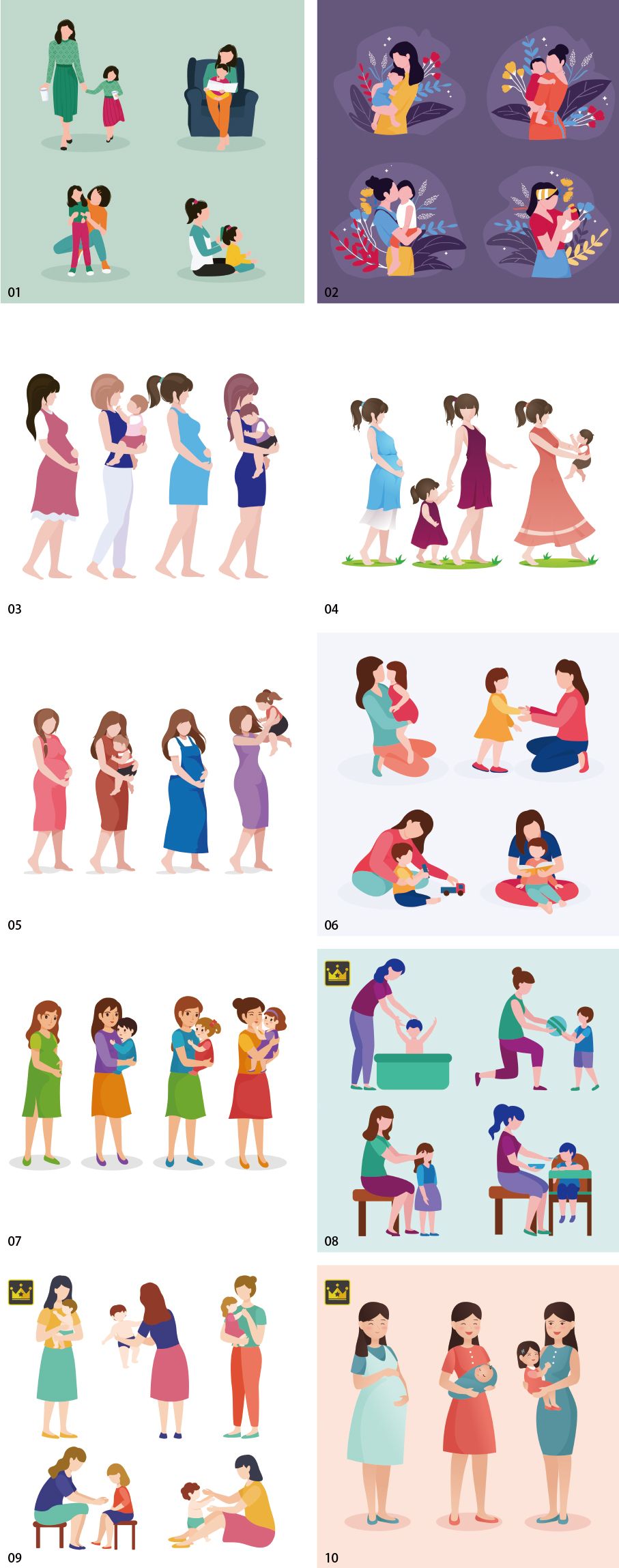 Mothers day illustration collection