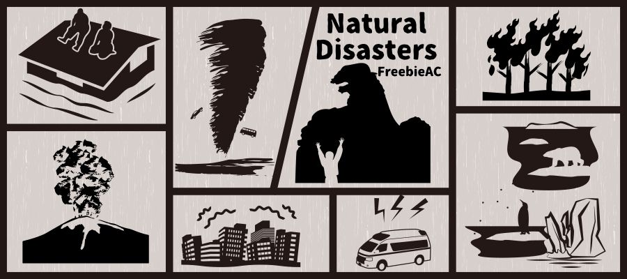 Silhouettes of natural disasters and abnormal weather