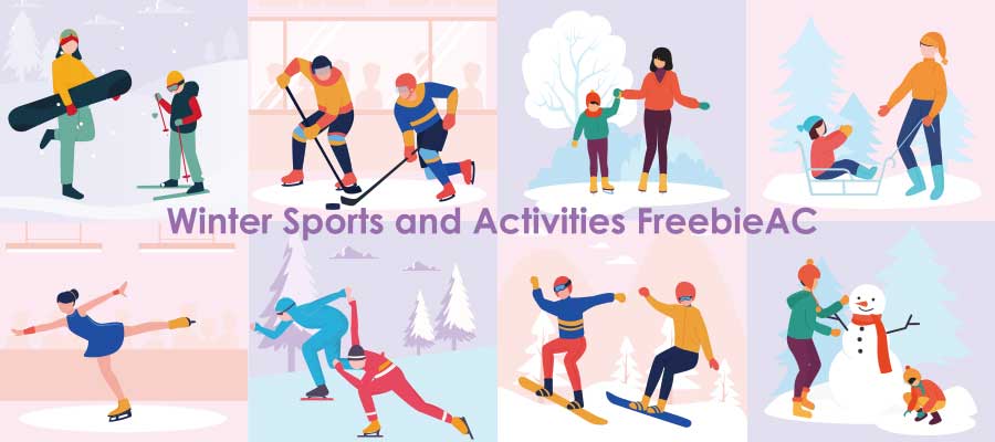 Winter sports illustration collection