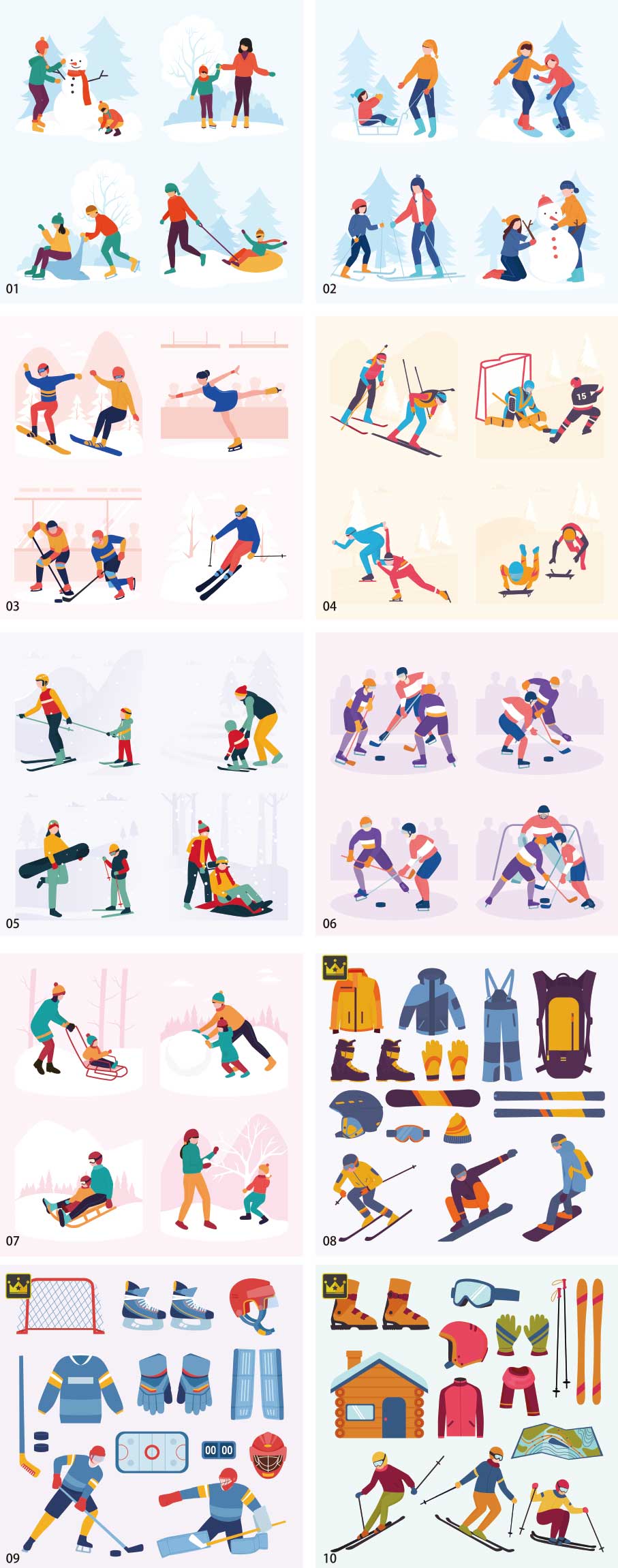 Bộ sưu tập minh họa thể thao mùa đông