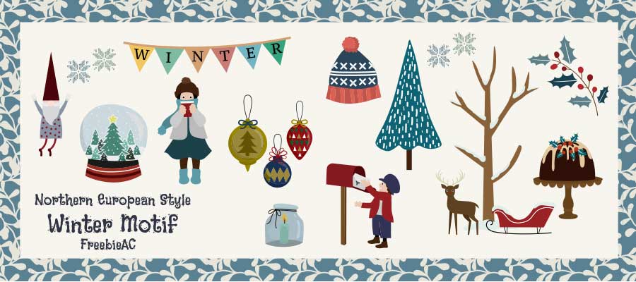 Scandinavian winter motif illustration