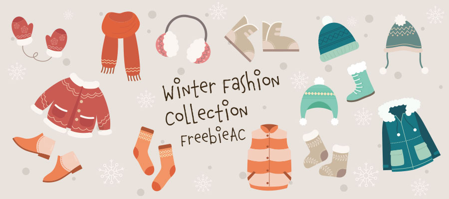Winter fashion illustration collection