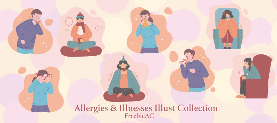 Illustration collection of allergies and illnesses